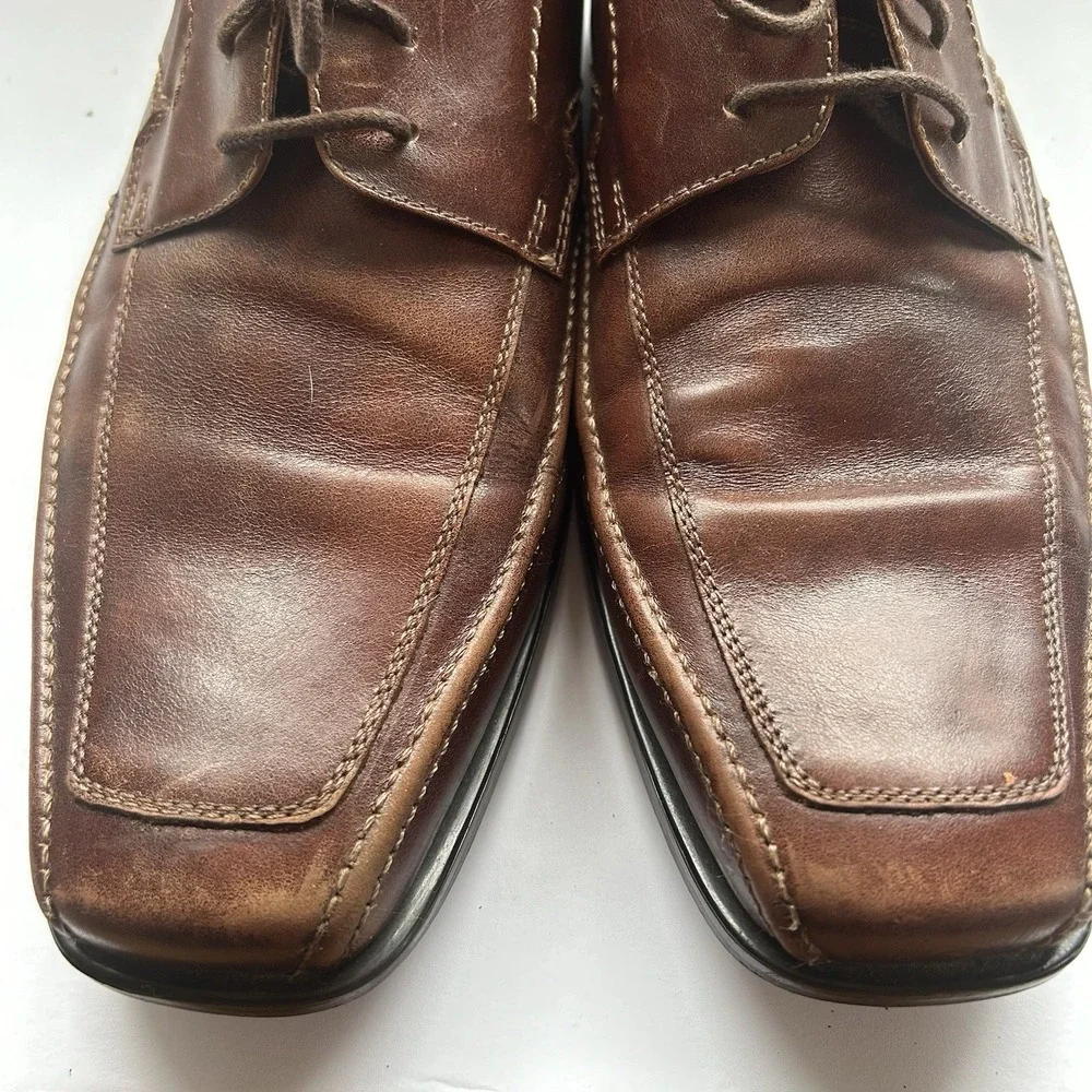 Johnston & Murphy Mens Brown‎ Leather Dress Shoes 20-3120 Lace Oxford Square 13